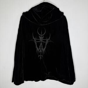 Widow Hooded Velvet Cloak 2XL Gothic Black Dollskill Goth Embroidered Satanic